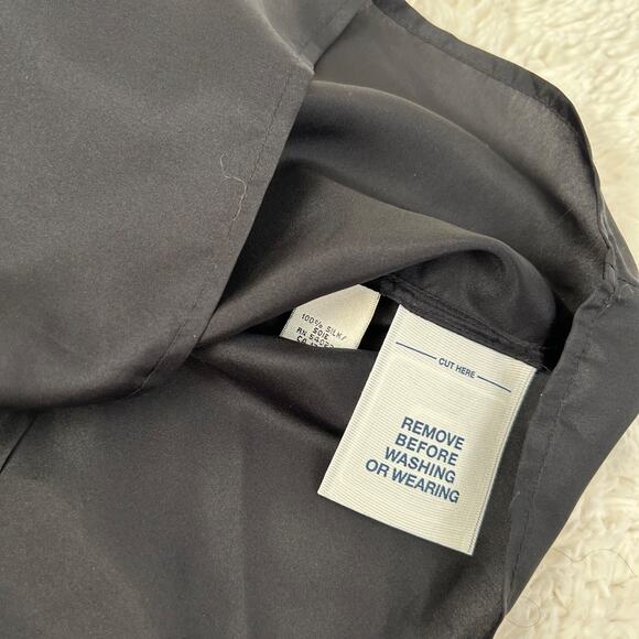 Old Navy Sz S 100% Silk Black Y2k Going Out Top Peplum Preppy Grunge Whimsigoth - Picture 6 of 6